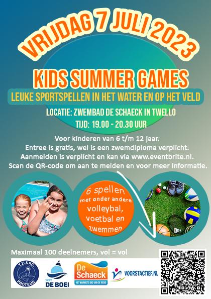 𝗗𝗼𝗲 𝗺𝗲𝗲 𝗺𝗲𝘁 𝗱𝗲 𝗞𝗶𝗱𝘀 𝗦𝘂𝗺𝗺𝗲𝗿 𝗚𝗮𝗺𝗲𝘀!
Yes het is bijna #zomervakantie! Wil jij jouw zomervakantie ook sportief beginnen? Doe dan mee met de Kids Summer Games bij Zwembad De Schaeck. Meld je aan via onze website: 
 voorstactief.nl/sport-bewegen/…