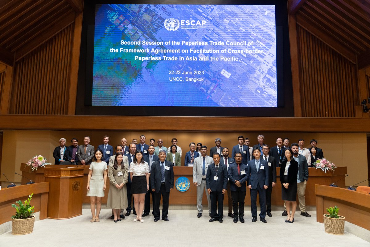 UN_Armida's tweet photo. At the 2nd #PaperlessTrade Council, I encouraged countries to join the Framework Agreement on Facilitation of Cross-border Paperless Trade in #AsiaPacific. And I urged partners to support its implementation, paving the way for a future where trade flows seamlessly across borders. https://t.co/pQOYZ5oraQ