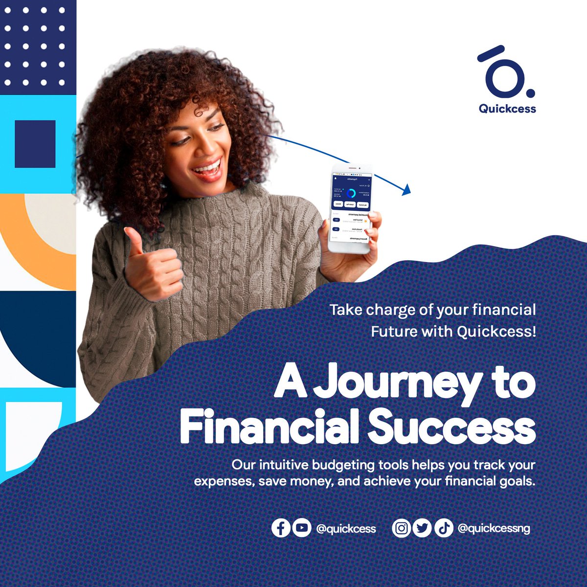 Quickcessng's tweet photo. Take charge of your financial Future with Quickcess!
You can track your expenses, and achieve your financial goals.

#Titan #fintech #QuickcessApp #payments #unicornspotted #MobileBanking #African #Nigeria https://t.co/9TJEXMDHWd