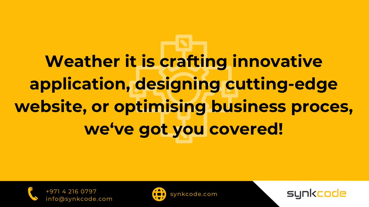 synkcode's tweet image. Let’s collaborate and make your business soar!
Contact us today!
SoftwareDevelopment #TechEnthusiasts #webdevelopment #ITsolutions