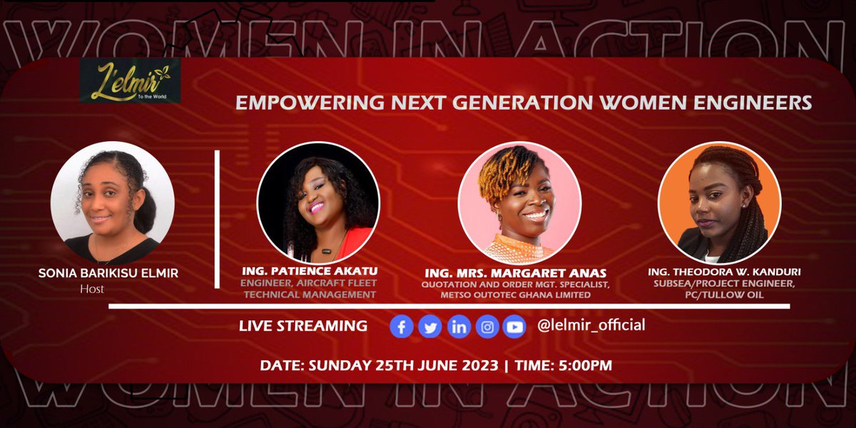 Join us this Sunday 25th June 2023 on our live streaming as we celebrate the experiences  of three great women engineers and also empower next generation women engineers.  Don’t miss out🔥🔥. #trending #reels #womeninspiringwomen #womeninengineering #today #live <a href="/USEmbassyGhana/">U.S. Embassy Ghana</a>