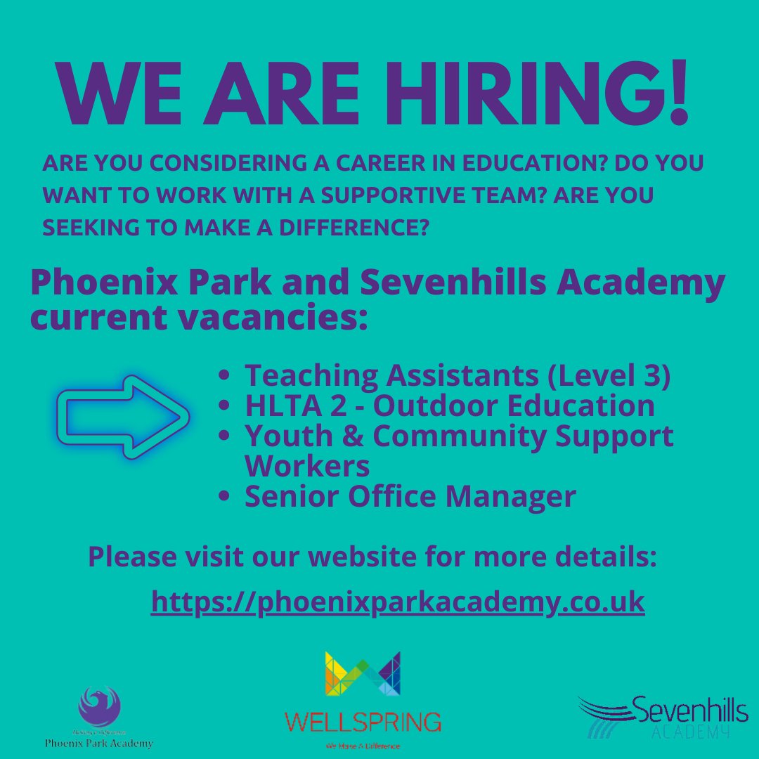 Come join us <a href="/PhoenixPark_/">Phoenix Park Academy</a> <a href="/Sevenhills___/">Sevenhills Academy</a>