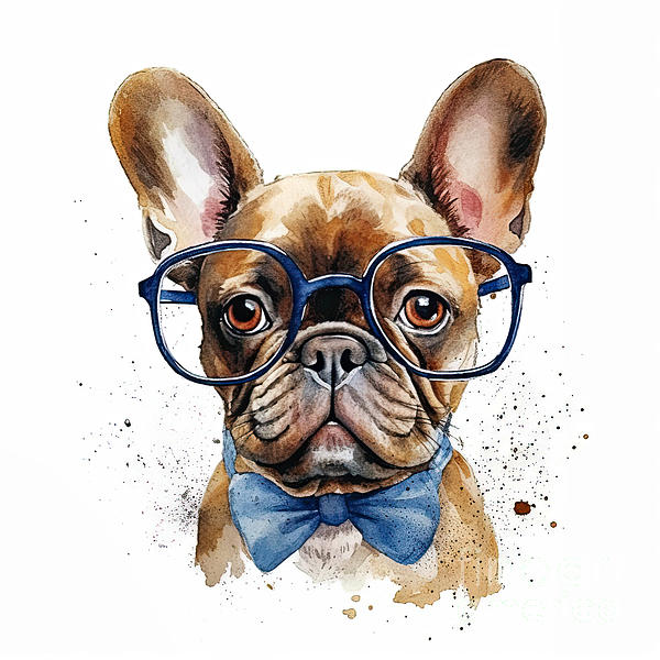 MediaStockRoom's tweet photo. New artwork for sale! - "French bulldog puppy wearing glasses and a bow tie. Stylized watercolour digital illustration of a cute dog. AI" - https://t.co/M8wu4PxM2Y @fineartamerica https://t.co/GbREehiJ1F