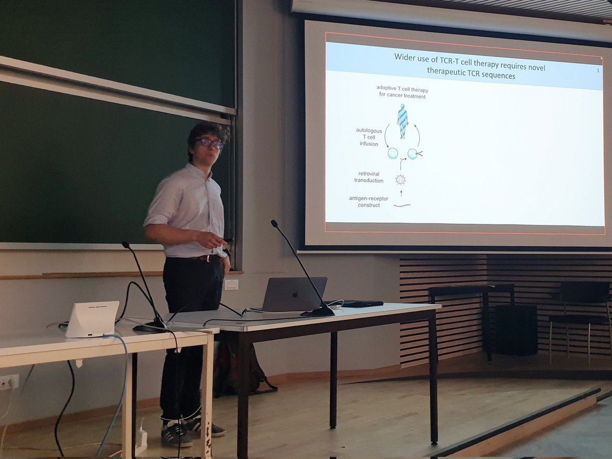 Outstanding talk by @SebastienThis from @MelicharLab @S_Costantino labs @CIRI_Lyon seminar yesterday. 
🤩 Very cool work and discussion on the use of #MachineLearning #AI to identify antigen-specific TCR that can be used for #CellTherapy #Immunotherapy