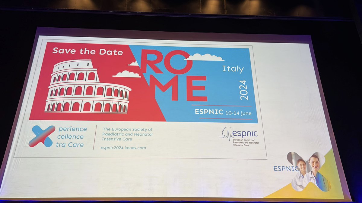 ESPNIC (@espnic_society) on Twitter photo Big applause for all who could make #ESPNIC2023 happen🙌🏻👏🏻🚀
Thanks to <a href="/Kenes_Group/">Kenes Group</a> for the organization and thanks for all the #PedsICU #NICU community for being part of this incredible experience💙🙏🏻💪🏻
See you in Rome 2024!!
espnic2024.kenes.com Big applause for all who could make #ESPNIC2023 happen🙌🏻👏🏻🚀
Thanks to <a href="/Kenes_Group/">Kenes Group</a> for the organization and thanks for all the #PedsICU #NICU community for being part of this incredible experience💙🙏🏻💪🏻
See you in Rome 2024!!
espnic2024.kenes.com