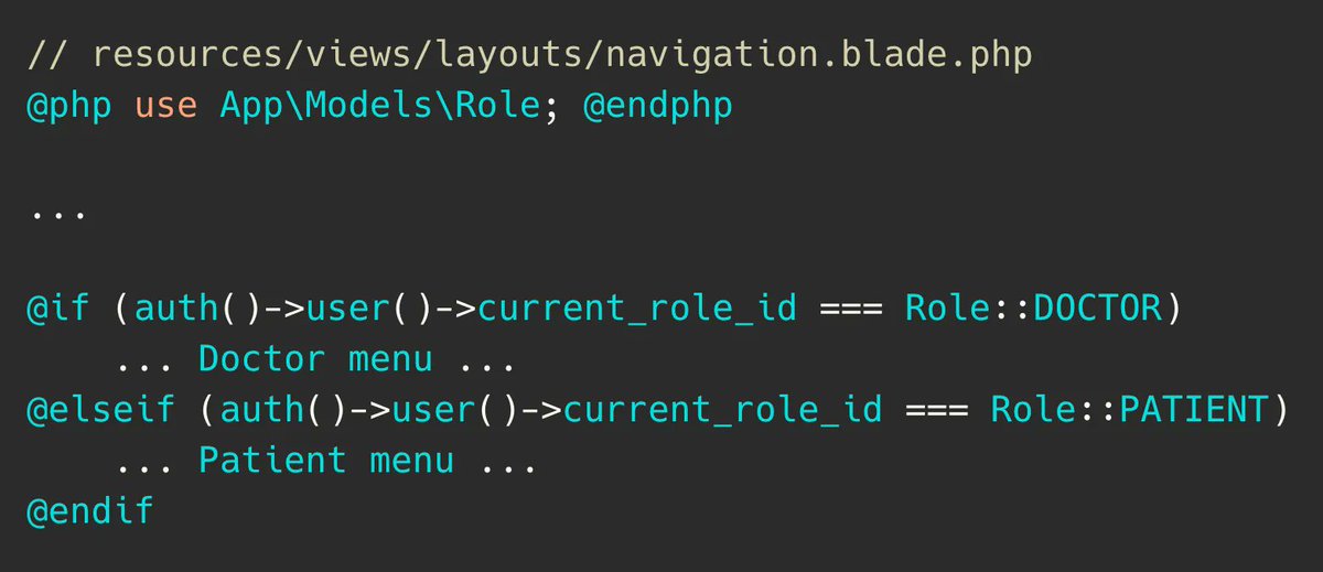 PovilasKorop's tweet image. Personally, I *really* hate seeing the @php directive in the Blade code, as I believe that all the logic should be done BEFORE the view.

But I saw this example, and I quite like it.

If you reference some class multiple times in Blade, you may use it on top!

Yay or nay?