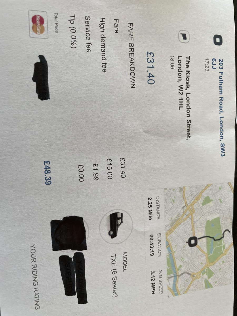 dollydosh's tweet photo. @JaneyGodley @Gett_UK We were caught with this scam a couple of weeks ago too. Now deleted the app. 2.25 mile journey £48.39 https://t.co/v59CBLb6qS
