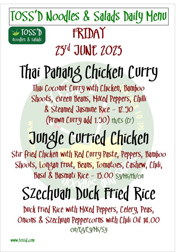 FRIDAY: 23/06/2023
CALL & COLLECT - Dial 018291607
.
.
.
#tossd #lunchdublin #noodles #ramen #lunch #chqdublin #lovindublin #restaurants #food #LunchTime #eat #fresh #thaifood #vegetarian #vegan #lunchbreak #lunchspecial #lunchmenu #asianeats #asianfood #thai #dublinfoodie