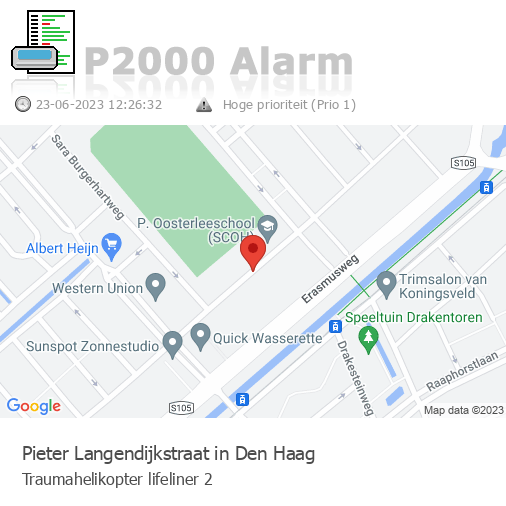 P2000alarm_LL's tweet photo. Traumahelikopter LifeLiner 2 gaat naar Pieter Langendijkstraat in Den Haag https://t.co/5UDL4cqgIK https://t.co/uRgFrcMf6G