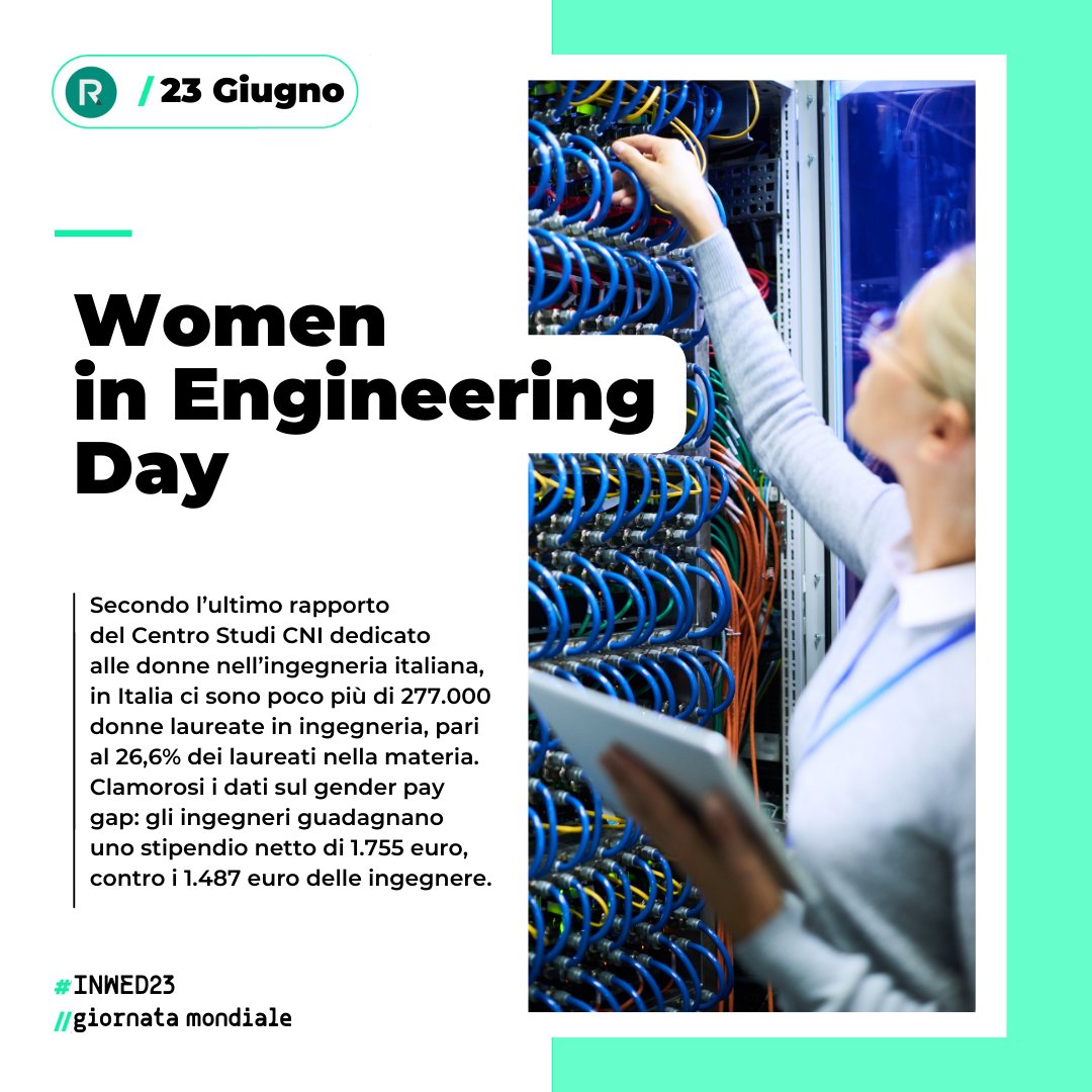 ReactConsulting's tweet image. 📎 Celebrato per la prima volta nel 2014, l'International Women in #Engineering Day vuole richiamare l'attenzione sul #gendergap che, nonostante tutto, ancora affligge la società contemporanea, e sulle tantissime opportunità che una carriera nell'#Ingegneria garantisce.
#INWED23