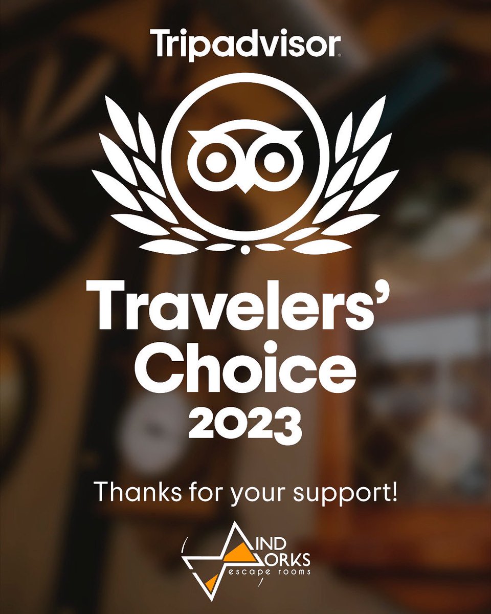 Thank you thank you thank you! 🌟

We’re so chuffed to say we’ve won <a href="/tripadvisor/">Tripadvisor</a>’s Travelers’ Choice Award for another year in a row! 🥹🫢✨

Thank you to YOU for all your incredible 5-star reviews after playing any of our three escape room games!! 💬🤩🙌🏼