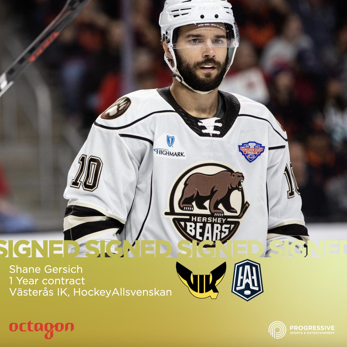 Shane Gersich signs a 1 year contract with <a href="/VasterasIK/">Västerås IK</a> in <a href="/hockeyallsvensk/">HockeyAllsvenskan</a> ✍️🇸🇪

#letsmakeprogress <a href="/OctagonHockey/">Octagon Hockey</a>