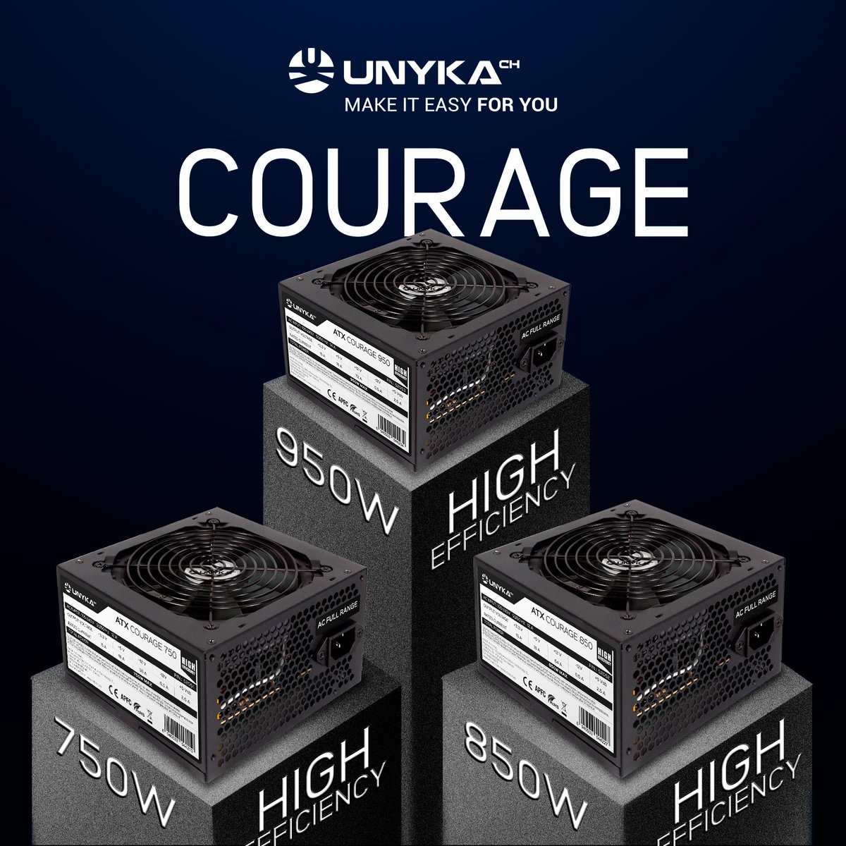 UNYKAch's tweet image. Fuentes de alimentación Courage, diseñadas para equipos profesionales y Gaming. Incluyen componentes electrónicos que operan de manera más eficiente, proporcionando un factor de potencia que puede llegar hasta el 99%.  #fuentedealimentación #powersuply