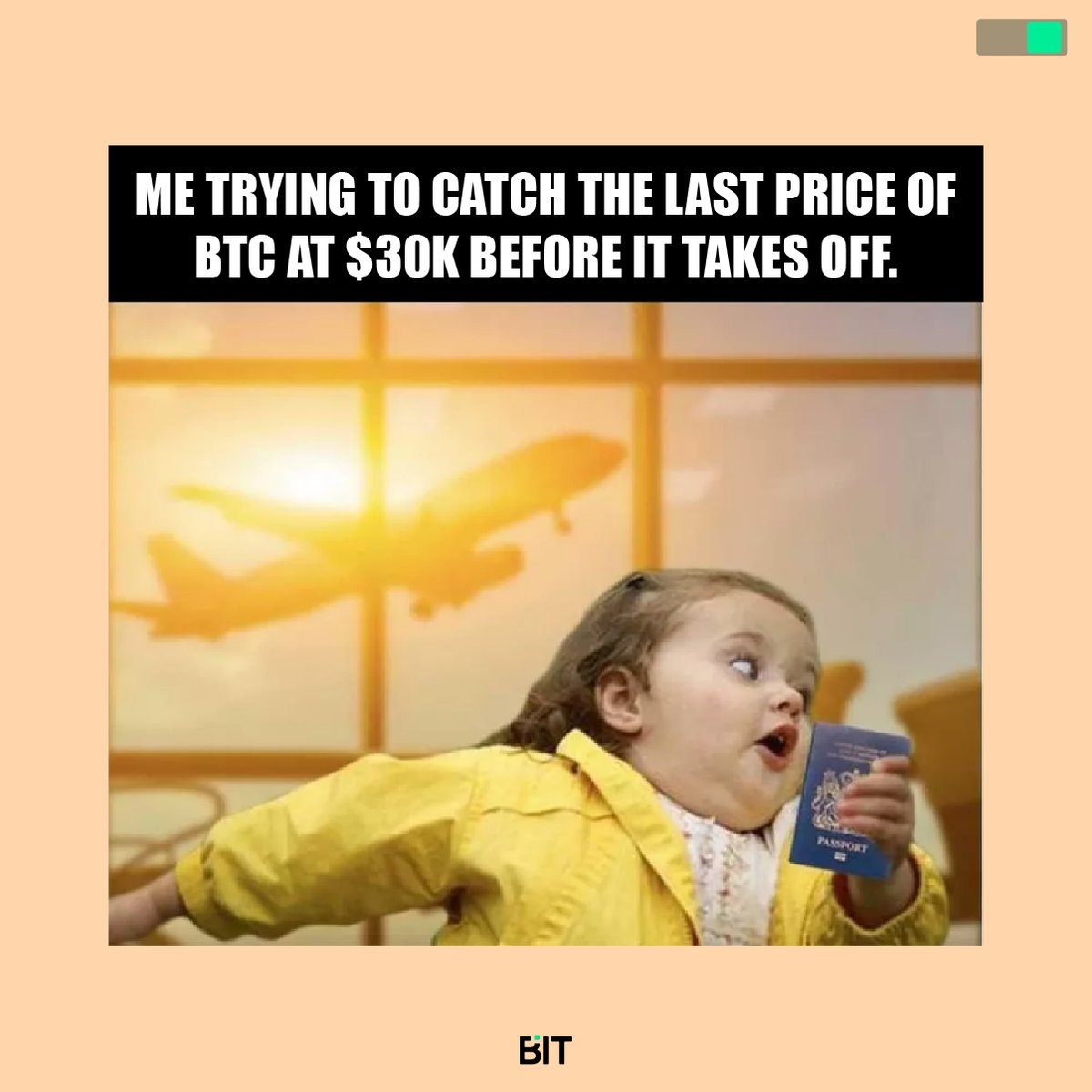 BITCryptoXchg's tweet photo. The clock is ticking, catch up the flight before it's too late ✈️ 🕐 

#meme #cryptmeme #fridaymeme #BTC #crypto https://t.co/mD1Nhk8VXd
