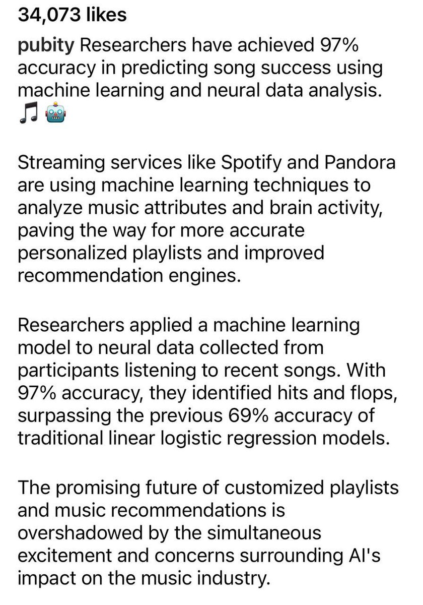 Se pueden predecir “hits” en #Spotify utilizando inteligencia artificial. Todo esto ya lo había anticipado <a href="/drexlerjorge/">Jorge Drexler</a> en su canción del algoritmo.