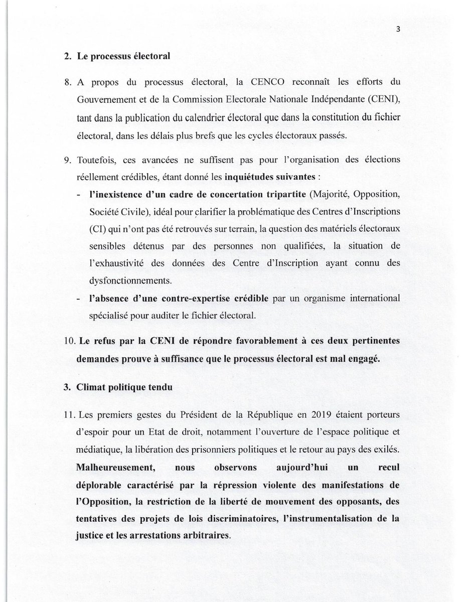 JPBodjoko's tweet photo. 🔴#RDC: : A l'issue de leur 60ème Assemblée Plénière de la Conférence Episcopale Nationale du Congo (CENCO), les évêques s'adressent notamment au peuple congolais au sujet des éléctions :
"Au Peuple congolais
Les élections nous donnent le pouvoir de renouveler la confiance aux animateurs des Institutions qui ont bien servi le pays, mais aussi de sanctionner tous ceux qui ont mal géré en servant leurs  propres intérêts. Face aux nouveaux candidats, privilégions les critères objectifs de compétence et de probité morale.
Prenons donc conscience de notre responsabilité en tant que souverain primaire en disant :
-Non aux opportunistes qui changent de camps à la recherche des intérêts personnels !#RDC
-Non à ceux qui prennent comme suppléants les membres de leurs familles !
-Non à ceux qui postulent à tous les niveaux !
-Non aux tribalistes et aux népotistes !
-Non à l’achat de consciences !" 1/