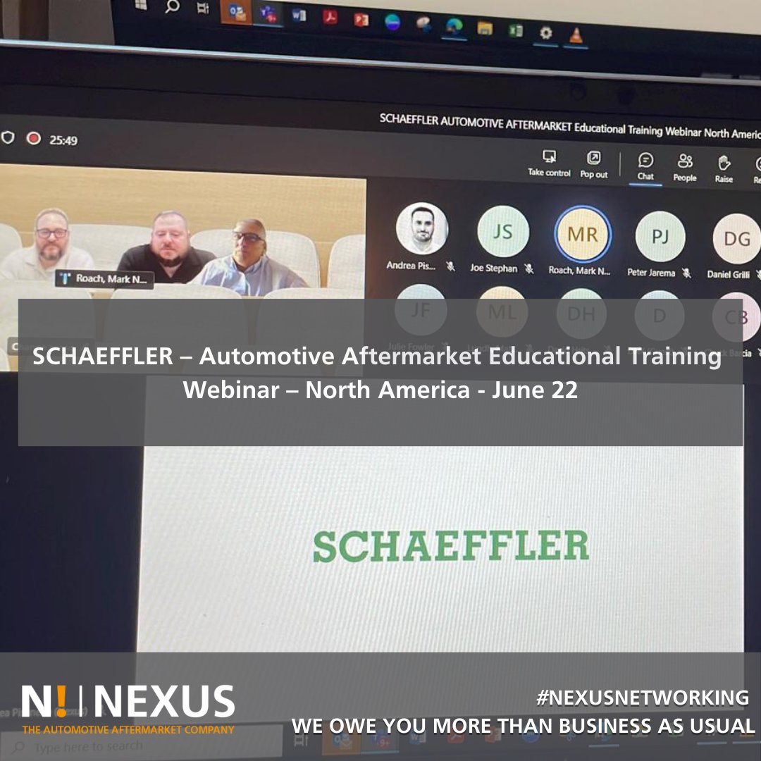 NexusAutomotiv's tweet image. #NexusNetworking - Yesterday, presented by the North American team of Schaeffler, the N! Members of NEXUS NORTH AMERICA enjoyed a free #webinar on #products overview &amp;amp; sprinter repair solutions.  

#NexusAutomotive #Schaeffler #NorthAmerica #automotiveaftermarket