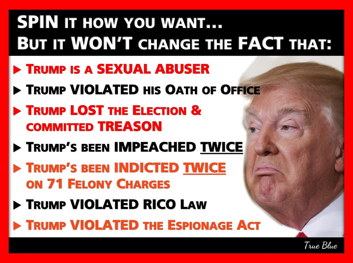 SPBMcKenna's tweet photo. @johncusack @bluebloodmama #DonaldTrunp deserves to spend the rest of his miserable life in prison, with NO POSSIBILITY of PAROLE... EVER!
#DonaldTrumpIsGuiltyAF https://t.co/nYVLou0xYi