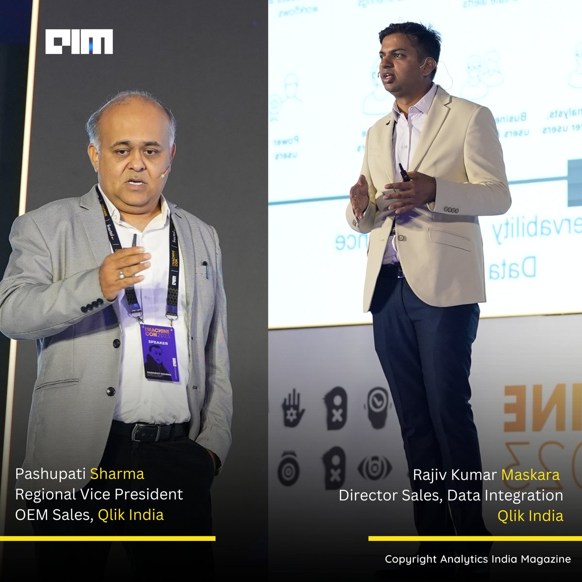 Analyticsindiam's tweet image. At #MachineCon23  Pashupati Sharma Vice President – OEM Sales, @qlik Rajiv Maskara Director Sales, Qlik Data Integration, this duo explored the transformative power of no-code solutions in the realms of real-time data integration and automated machine learning.