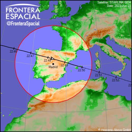 🇪🇸🛰️ ¡ESPAÑA OJOS AL CIELO HAY TREN STARLINK! 👀

Hoy a las 22:46-22:50 hora local habrá un ESPECTACULAR paso de satélites Starlink de SpaceX formando un gran tren de luces en el cielo de España.
No son OVNIS, son satélites artificiales lanzados ayer por SpaceX.

¡COMPARTE!🔁❤️