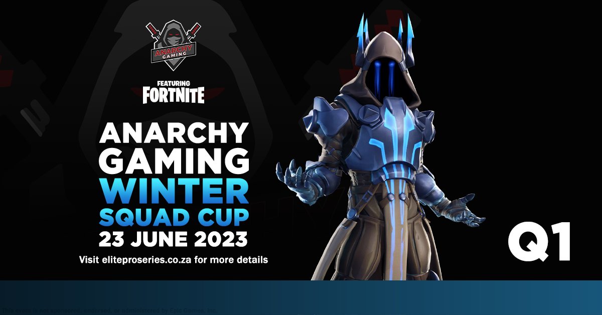 Anarchy Gaming Winter SQUAD Cup 🏆 Q1

DATE: 23/06/2023

START: 14:00:00

DEADLINE: 23/06/2023

REGISTRATION START: 12:00:00
REGISTRATION CLOSE: 13:00:00
CHECK IN TIME: 13:00:00

ℹ️  Hosted by @ElitePro_Series

📷eliteproseries.co.za