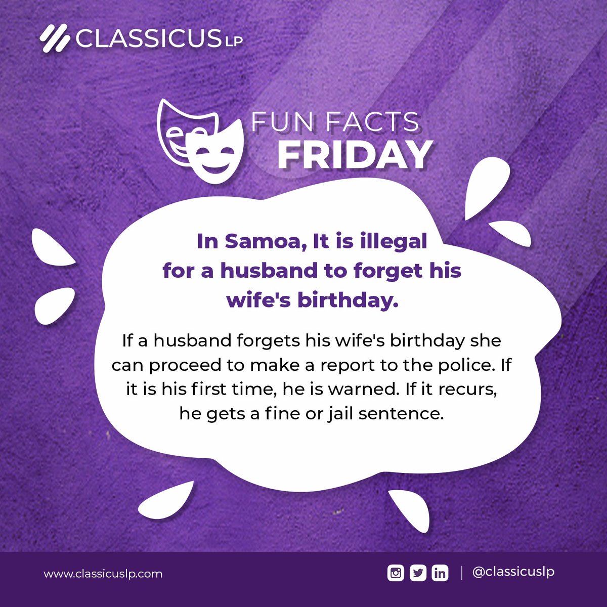 classicuslp's tweet photo. It is amazing to know how different countries operate on different rules and regulations . Some rules may seemingly look trivial but have sanctions for offenders. #weirdrules #funfacts #weirdfriday #lawfirm #solicitor #lagosbusiness #lagoslawfirm#weekend#friday#samoa#tgif# https://t.co/gddNQX7YeG