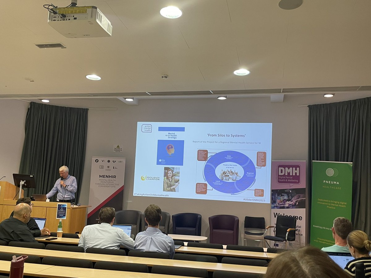 amhNI's tweet photo. AMH CEO David Babington spoke at today’s @DMH2023 at @UlsterUni, looking at key challenges facing the third sector and how digital interventions and digital transformation can help support better mental health services in Northern Ireland. https://t.co/POf1DmdjjE