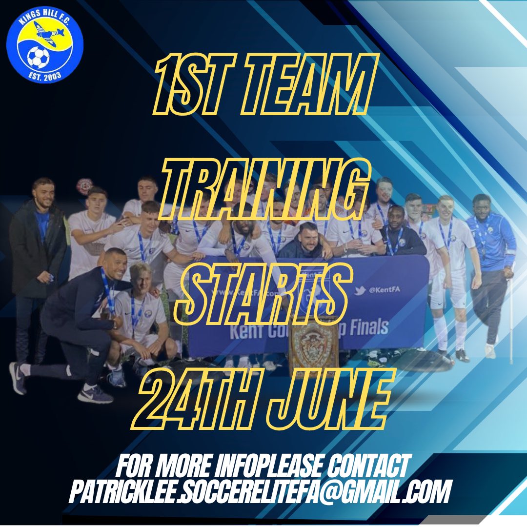 Kings Hill Men’s 1st Team training starts tomorrow!

For any information please get in touch with Patch via email at patricklee.soccerelitefa@gmail.com

#UpTheHill 

@KCFL1516