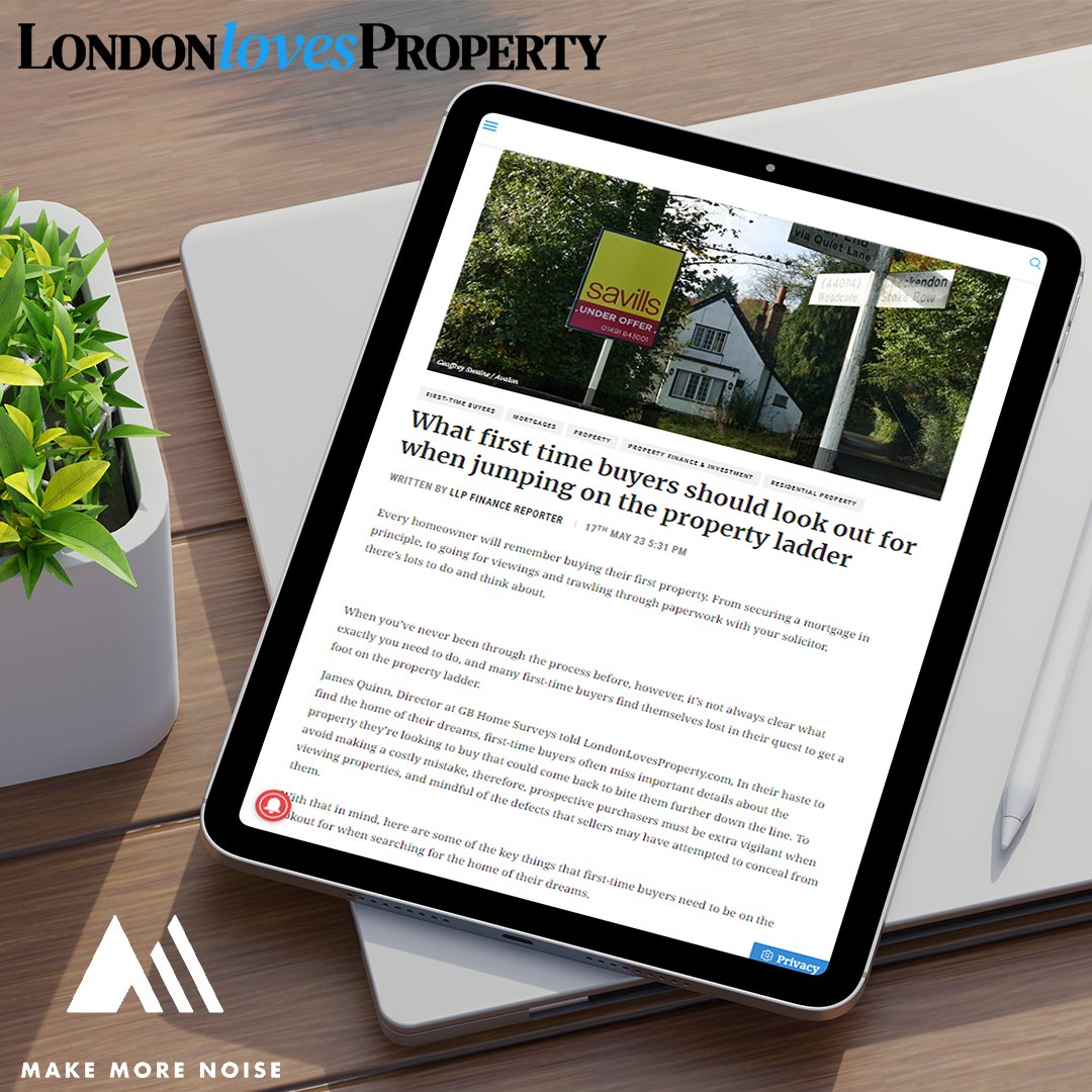 James Quinn, Director at <a href="/gbhomesurveys/">GB Home Surveys</a>, shared his top tips for first-time buyers trying to get on the ladder with <a href="/LondonLovesProp/">LondonLovesProperty</a>.

For the full article, head to londonlovesproperty.com/what-first-tim…

#PublicRelations #PR #PRAgency #PropertyNews #LondonProperty