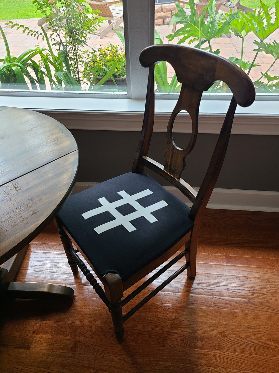 Found this whimsical fabric 4 years ago and forgot I had it.  Ended up being perfect for my sunroom's game table.  Maybe I will paint the table black...hummmm
#DIY
#HomeUpholstery