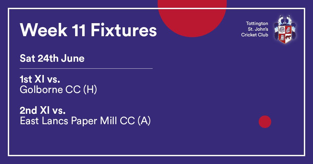 Back from a weekend without cricket last week we host Golborne Cricket Club starting at 12:30 with the bar open from 12. 🏏 ☀️ 🍻