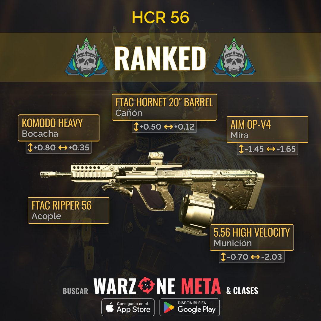 WarzoneMeta_ES's tweet photo. 🔥 ¡Prepárate para #Warzone S4 con las clases HCR 56! 1️⃣ Ranked para duelos a larga distancia 🚀 2️⃣ Bajo retroceso para apuntado suave 🍃 3️⃣ Largo alcance con supresor para sigilo 🌒 ¡Reclama la victoria ahora! #WarzoneMeta https://t.co/WsnSN2TJFu