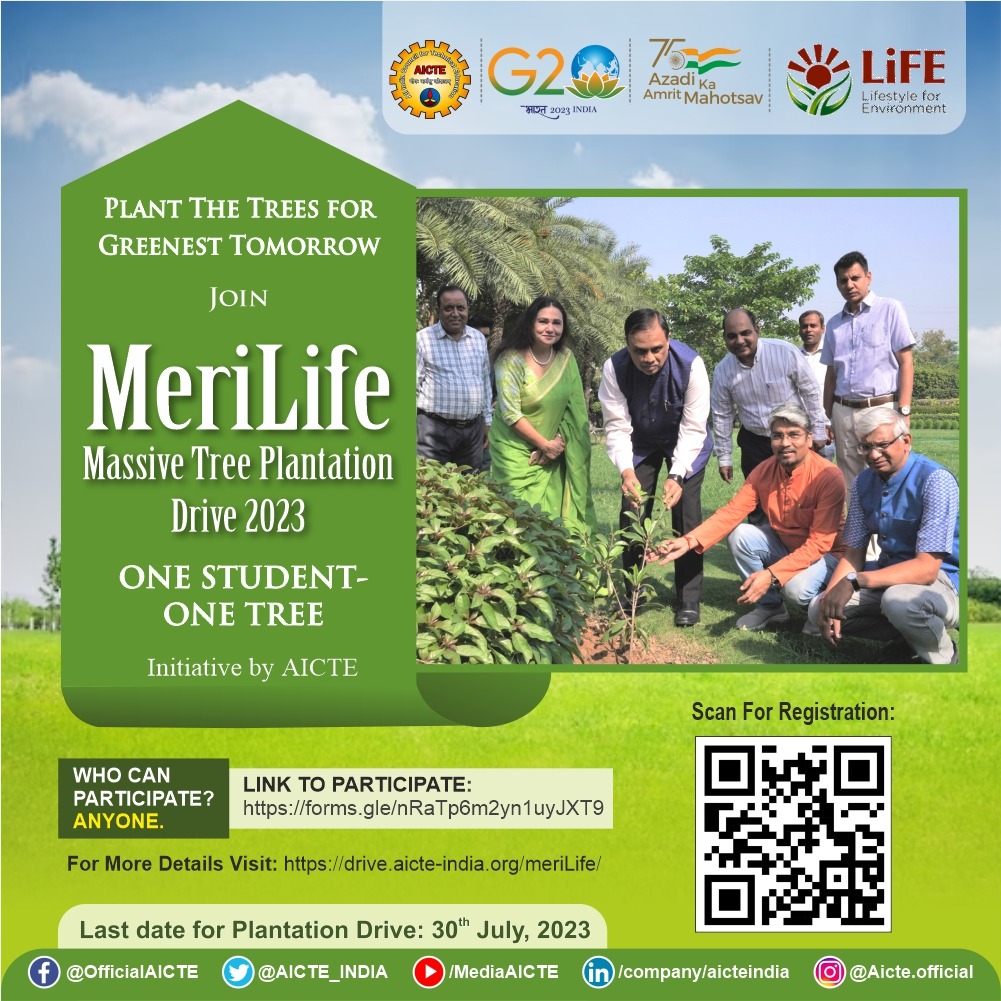 AICTE earnestly appeals to all students, faculty, and staff members of its approved institutions to take part in a meaningful endeavor. We kindly request each individual to plant a minimum of one tree in their respective regions, selecting a species that serves a suitable…
