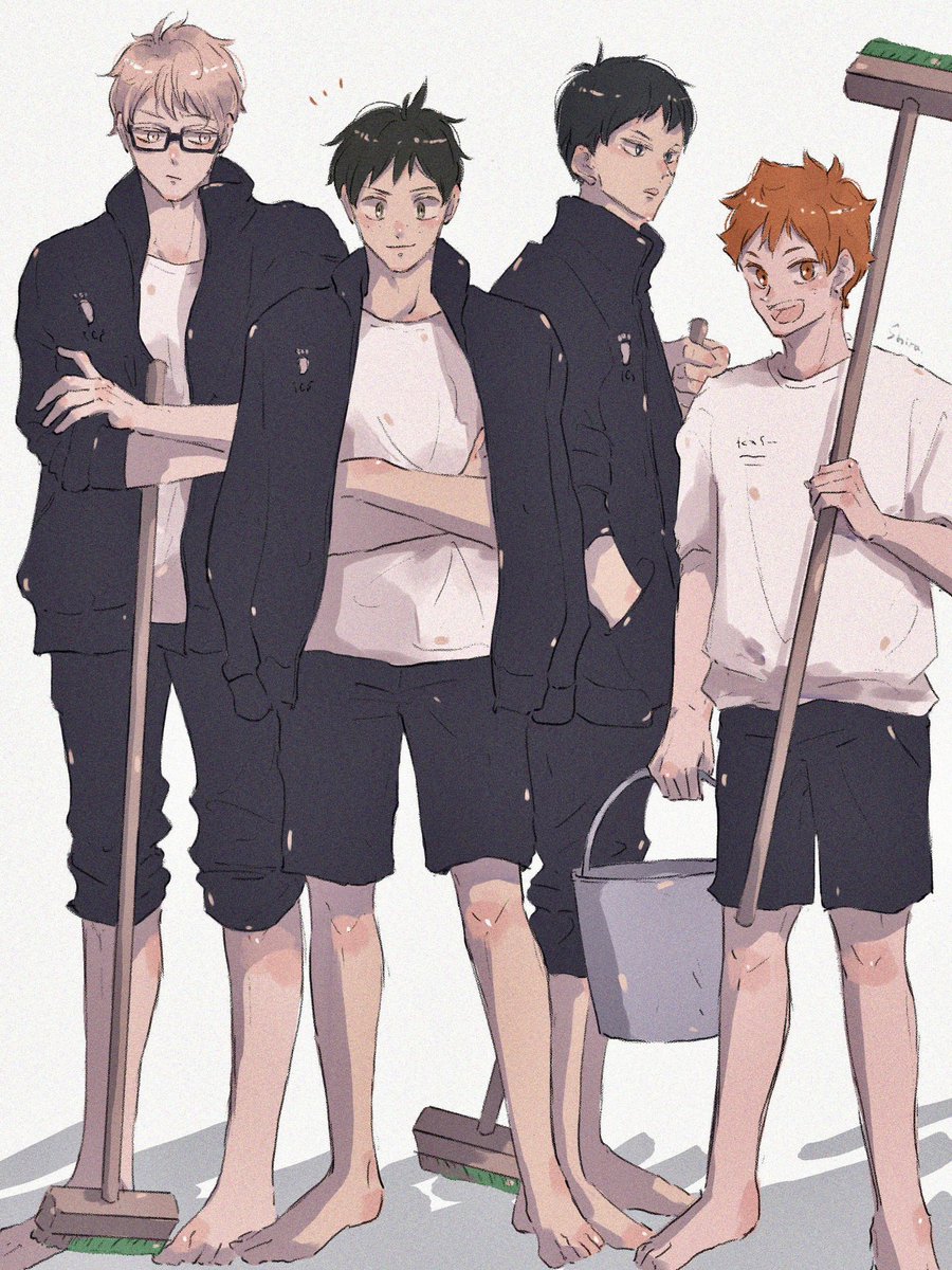 jacket male focus multiple boys crossed arms shirt shorts black hair  illustration images