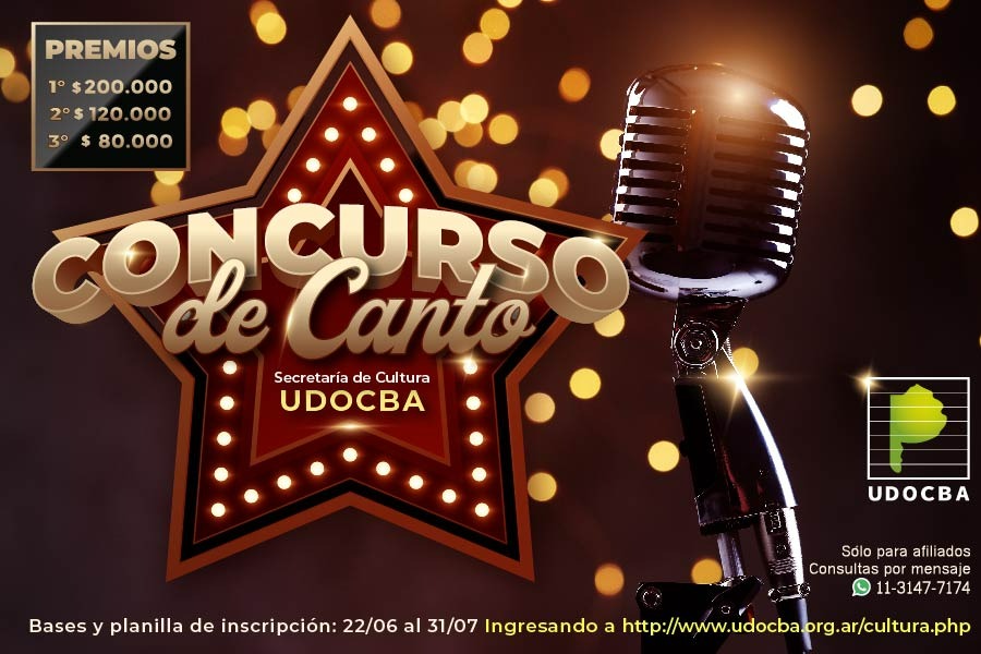 udocbacentral's tweet photo. Te invitamos a participar del Concurso de Canto 🎤 organizado por la Secretaría de Cultura de #Udocba (para afiliados/as)

📝 22/06 al 31/07 vía intranet en cada seccional o delegación.
Premios 🏅 para el 1°, 2 °y 3° puesto.

Info ingresando en 👉 https://t.co/ymCGJ7GFwb https://t.co/9ZW2nHKfAy