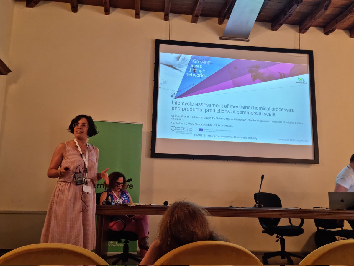 The final scientific presentation is delivered by Sabrina Spatari on life cycle assessment of mechanochemical processes
<a href="/beyondbenign/">Beyond Benign</a> <a href="/COSTprogramme/">COST</a> <a href="/EuChemS/">EuChemS</a> <a href="/YoungChemists/">EYCN</a>