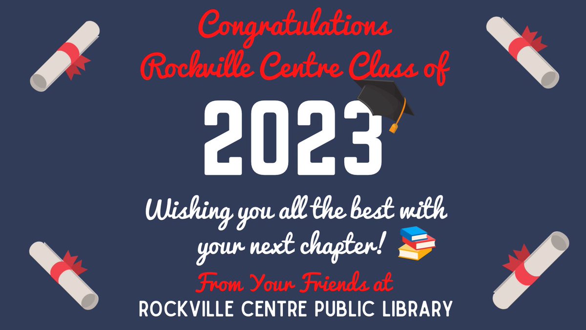 Congratulations #RVC Class of ‘23!🎓🎉

We are so proud of your hard work and accomplishments! Best wishes for the future, and remember your Library is always here for you.📚

#RVCSchools #RockvilleCentre #ClassOf2023 #RVCLibrary