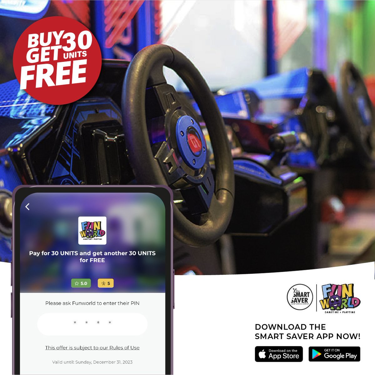 The_Smart_Saver's tweet image. Get #SomeMo quality time with the kids with a 2-for-1 deal at FunWorld. 

Pay for 1 Fun World card and get 2 when you subscribe to the Smart Saver app.

#FunWorld #PlayPark #Save #SmartSaver