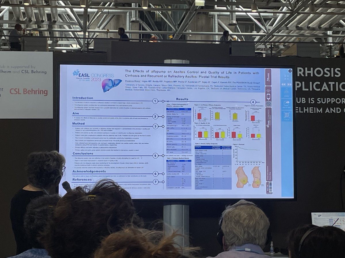 Florence Wong presenting our pivotal trial experience across North America for the #alfapump in #cirrhosis ⁦@EASLedu⁩ ⁦@EASLnews⁩ #EASLCongress