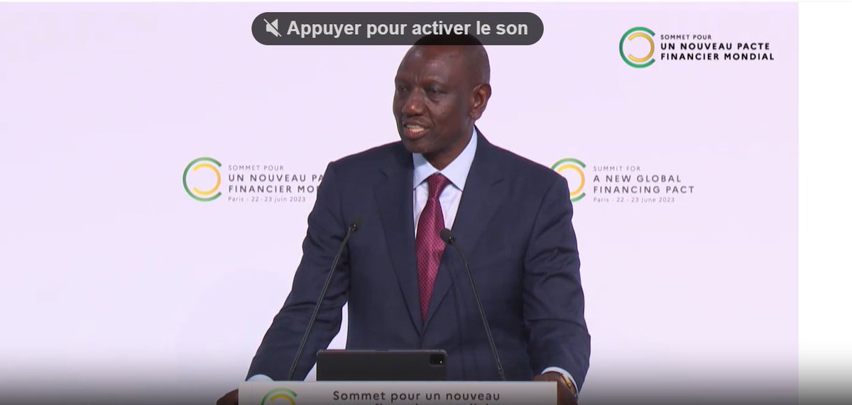 Presser from #NewGlobalFinancialPact 

Find Kenya's Ruto remarks problematic. Claims this summit 'confronted capitalism'. 'Climate change is not about north and south -all of us must pay.' Calls the talks about finance from the rich 'energy sapping'

Then again he's a billionaire