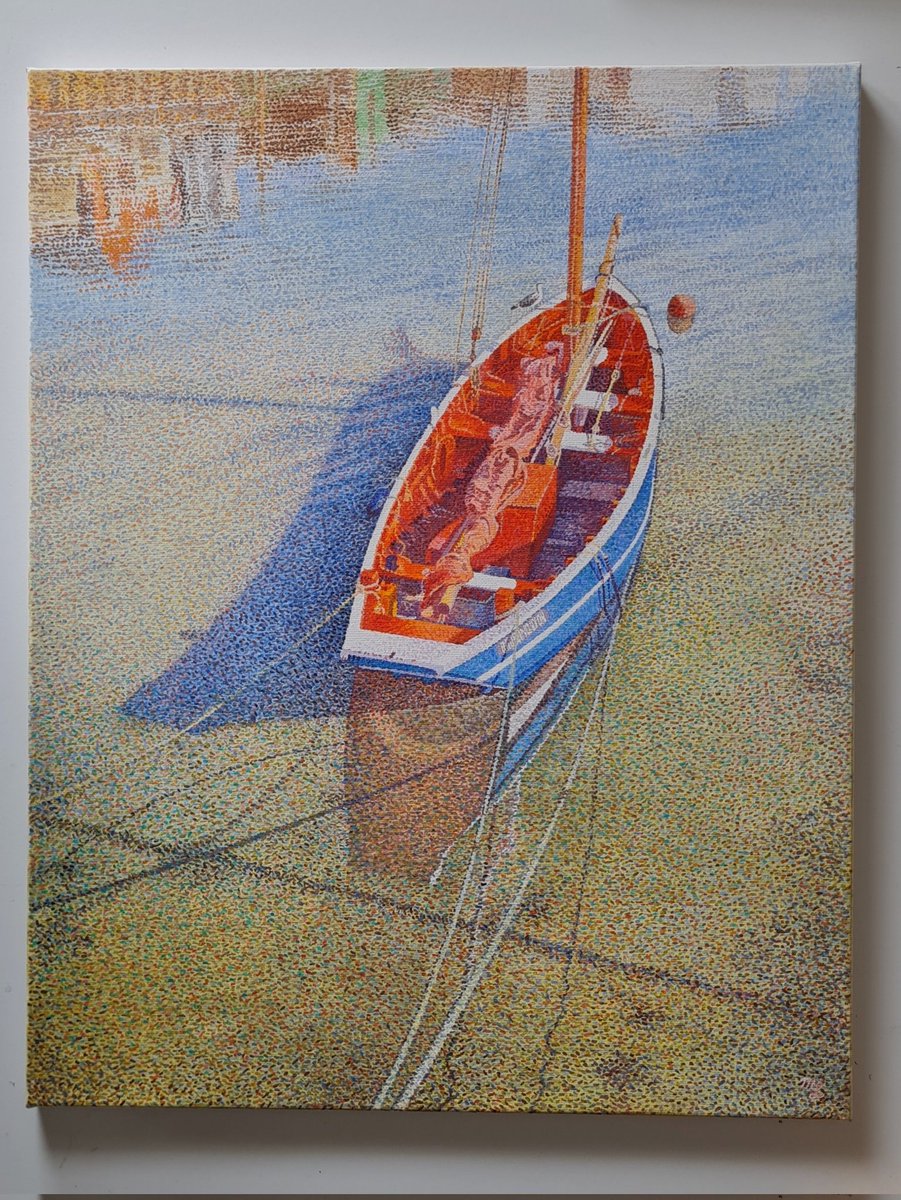 The finished painting.

#oiloncanvas #smallboat #newartwork #marineart #bridlington #harbour #fishingboat