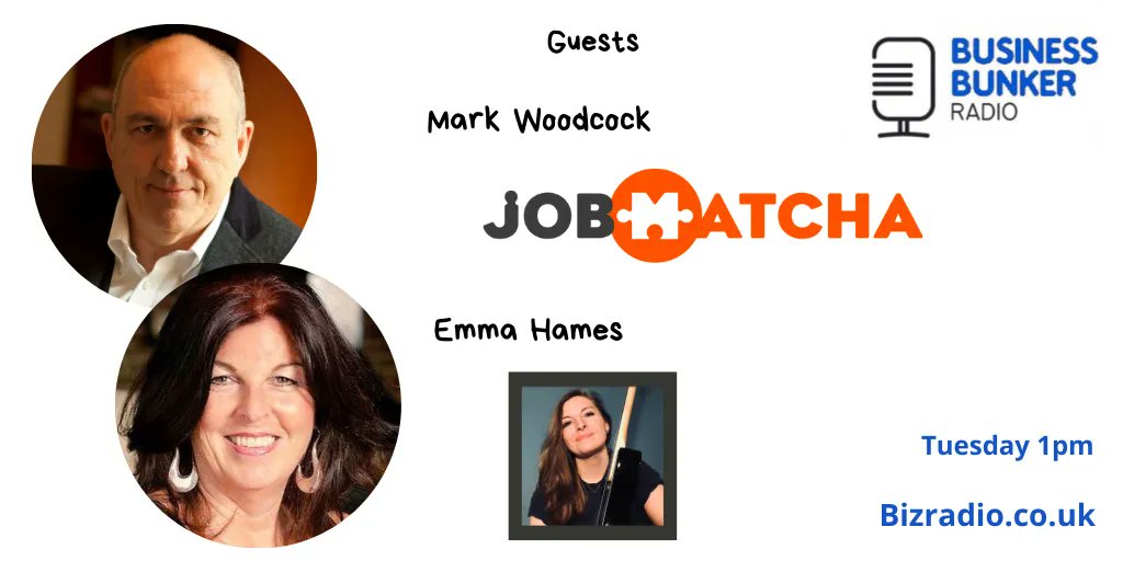 With Paul &amp; Jules on next weeks #BBunker Radio Show the guests are 

Mark Woodcock <a href="/Jobmatchas/">Jobmatcha</a> 

Emma Hames <a href="/emjadehames/">Emma Hames</a> 

All the details here ==>> buff.ly/2iSC6Wq