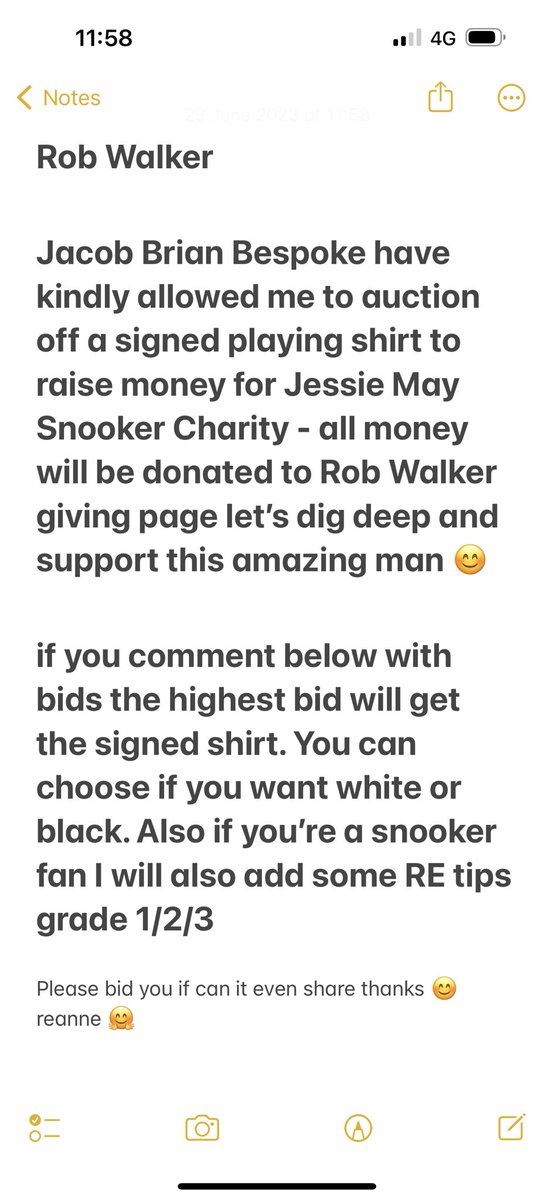 evans_reanne's tweet photo. @robwalkertv @jessiemaytrust please share retweet or bid or all . Great cause and helping a legend in Rob 🙌🙌🙌😘 https://t.co/Npungcrkeo