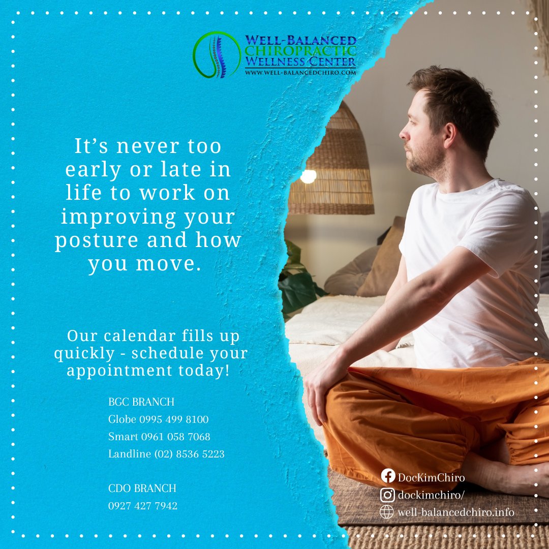 DrKimKhauv's tweet image. Get up, move around, and keep your spine happy and flexible! 

Book an appointment now:
☎️: (02) 8536 5223
📞:  BGC:  0995 499 8100 (Globe) | 0961 058 7068 (Smart) 
          CDO: 0927 427 7942 (Globe)

#StayActive #SpineWellness