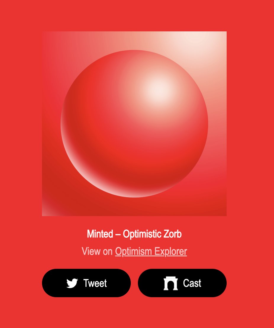 💎 Zora: Mint NFT Optimism Zorb

 You'll be surprised by what you can get just by simply minting an NFT 👀

👣 Easy steps:

→ Link: zora.co/collect/oeth:0…
→ Connect Wallet (Optimism Chain)
→ Click "Mint" (Fee: $1.5)
→ Done

🕒 Ending: Jun 30