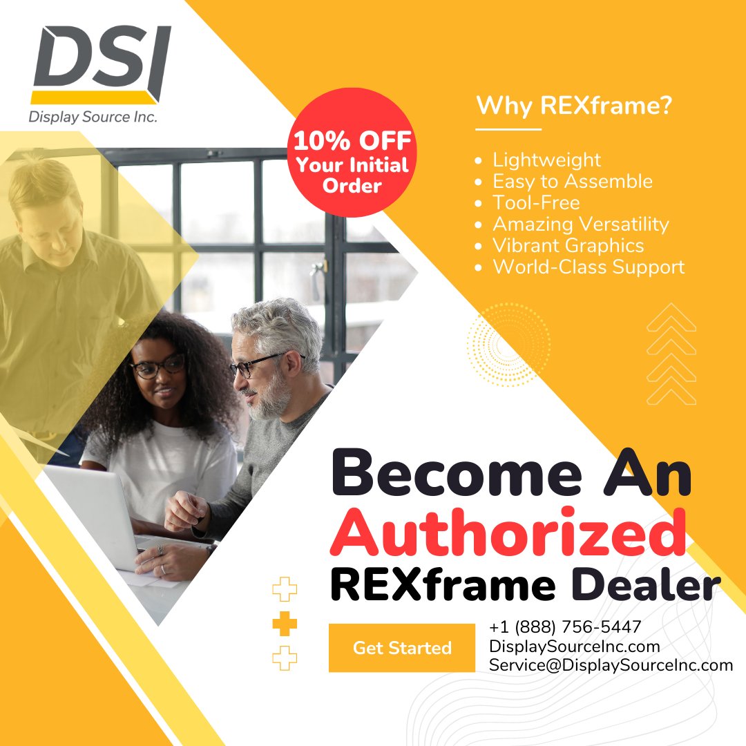 Our Authorized Dealership program is designed to help you grow your business with high-quality soft signage solutions. Contact us today to learn more about the benefits of becoming an Authorized REXframe Dealer. 🤝💡 

#AuthorizedDealer #REXframe #SoftSignage #DisplaySolutions