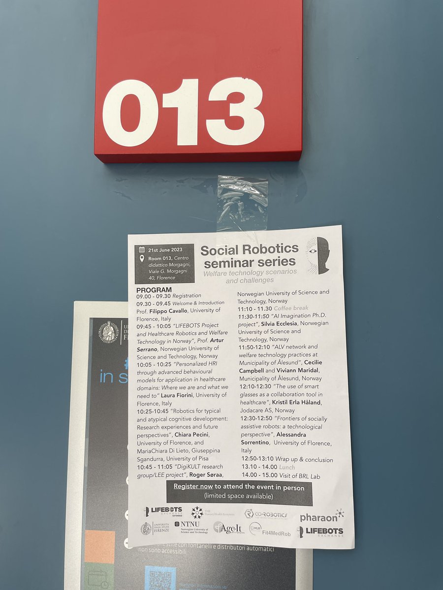 🇳🇴@DIGIKULT_NTNU had a💡great visit to 🇮🇹University of Florence @UNI_FIRENZE @AssistiveLab w/ our projects: @LifebotsMSCA (@MSCActions) and LIFEBOTS Exchange Extended (by @forskningsradet), our partners: Norwegian public & private sectors, led by @jarturserrano & @RogerSoraa.