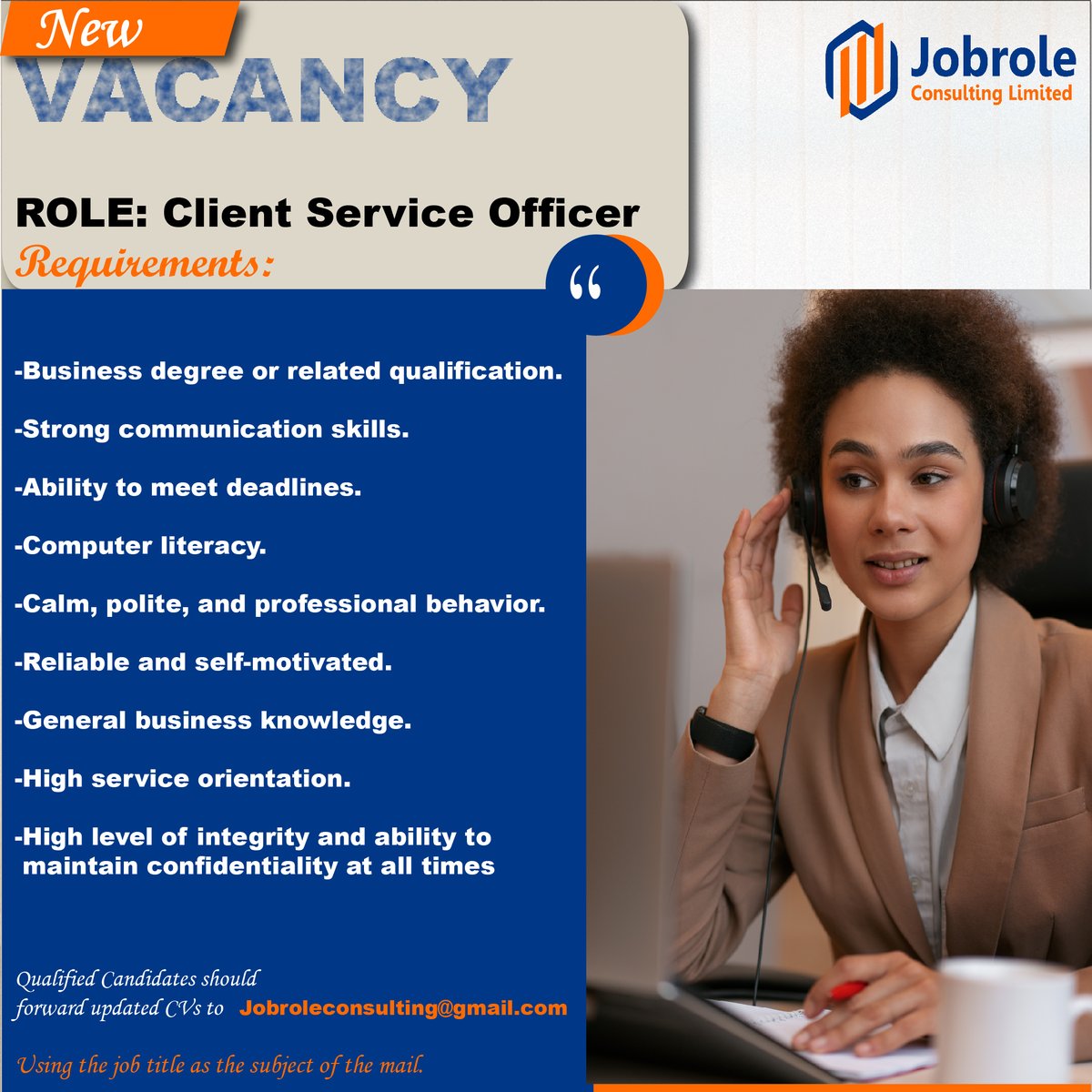 Urgent Hiring.

Role: Client Service Officer
Location: Ikoyi(Lagos State)
Salary: N200k-N250k
Work Type: On Site

#urgenthiring #client #clientservice 
#clientservicemanager #hr #customerexperience #jobrole #jobroleng #jobsinlagos