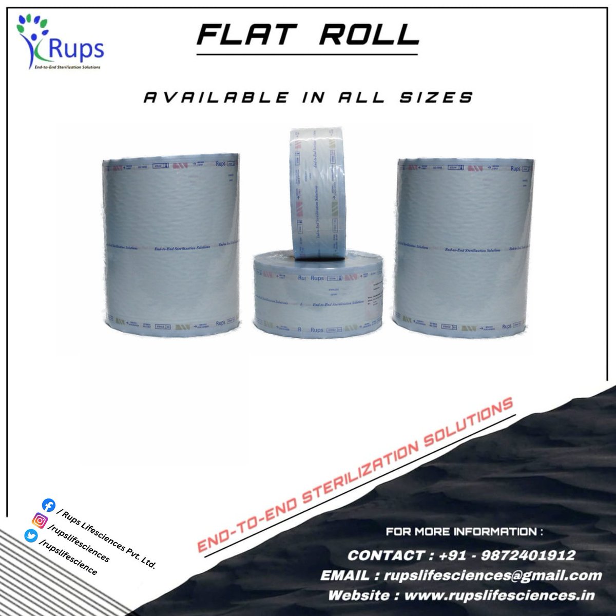 Rupslifescience's tweet photo. Flat Reels: Available in size from 5 cm to 60 cm in width, 200 m length with Steam, EO and Formaldehyde indicators.
#rupslifesciences #cssd #sterilization #indicator #cssdsterileprocessing #Rups #class4indicator #steamindicator #autoclave #autoclaves #autoclavesterilization https://t.co/8AXYYWSpvB