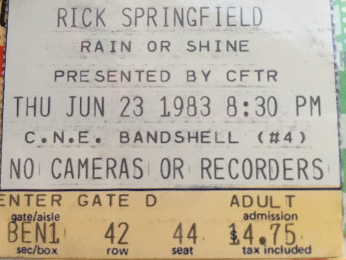 FORTY years ago today I saw #RickSpringfield in concert!